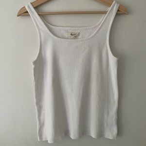 Madewell White Ribbed Relaxed Tank Size M